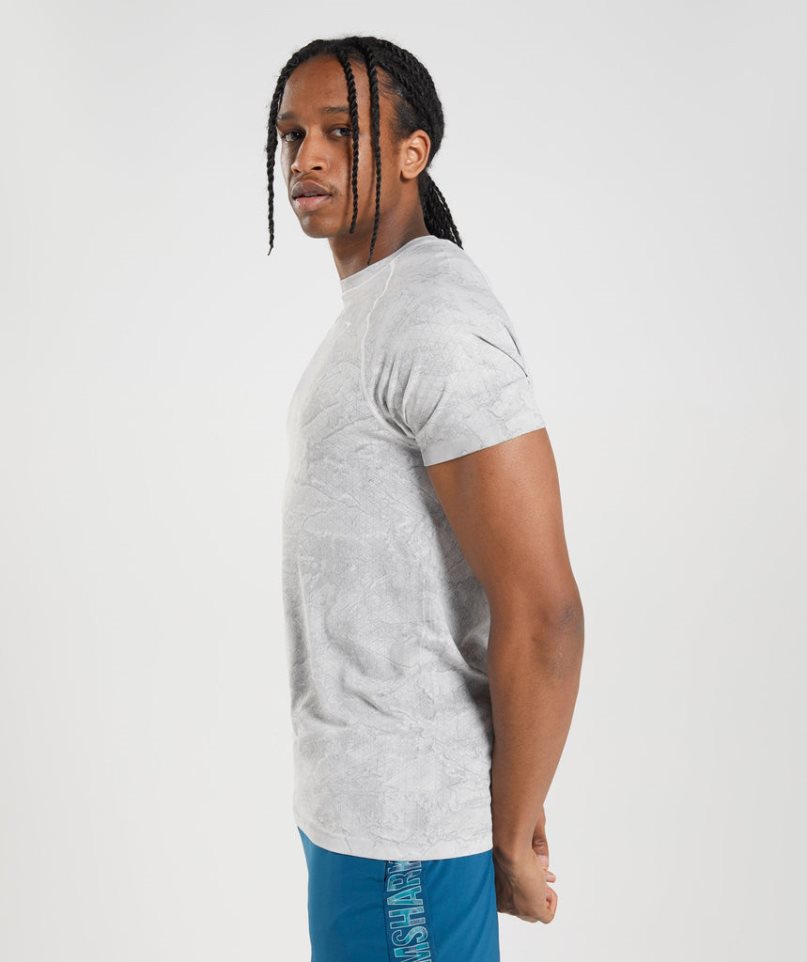 Men's Gymshark Geo Seamless T-Shirts Light Grey | CA 516N7A